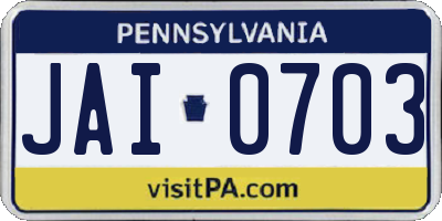 PA license plate JAI0703