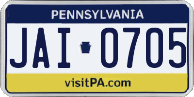 PA license plate JAI0705