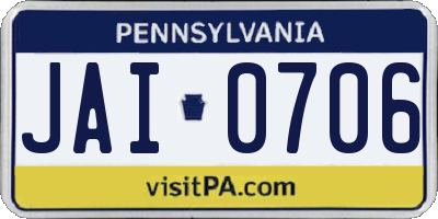 PA license plate JAI0706