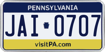 PA license plate JAI0707