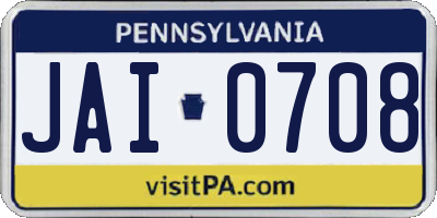 PA license plate JAI0708