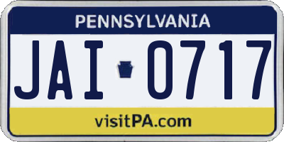 PA license plate JAI0717