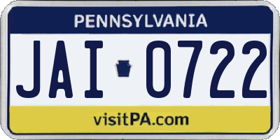 PA license plate JAI0722