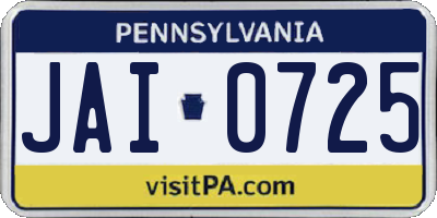 PA license plate JAI0725