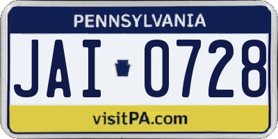 PA license plate JAI0728