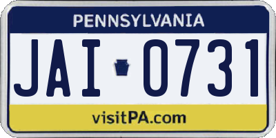 PA license plate JAI0731