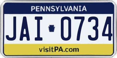 PA license plate JAI0734