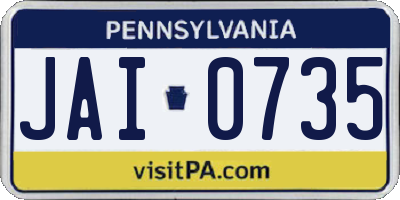 PA license plate JAI0735