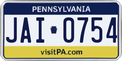 PA license plate JAI0754