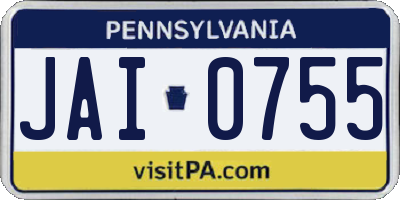 PA license plate JAI0755
