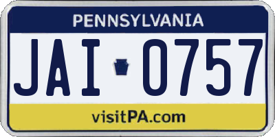 PA license plate JAI0757