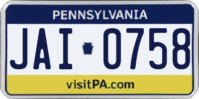 PA license plate JAI0758