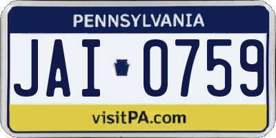 PA license plate JAI0759