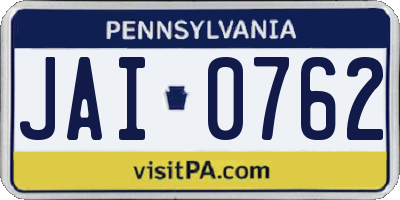 PA license plate JAI0762