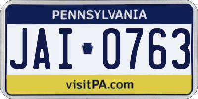 PA license plate JAI0763