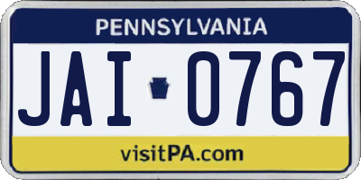 PA license plate JAI0767