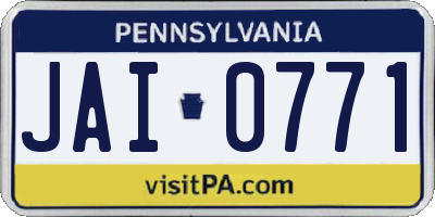 PA license plate JAI0771