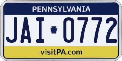 PA license plate JAI0772
