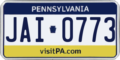 PA license plate JAI0773
