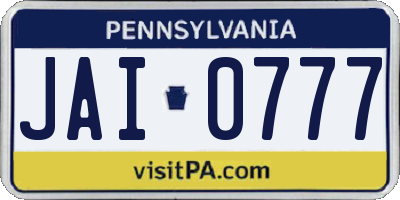PA license plate JAI0777