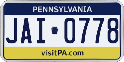 PA license plate JAI0778
