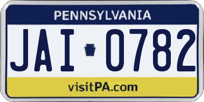 PA license plate JAI0782