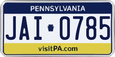 PA license plate JAI0785