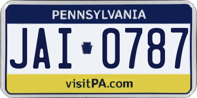 PA license plate JAI0787