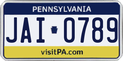 PA license plate JAI0789