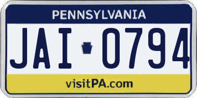 PA license plate JAI0794