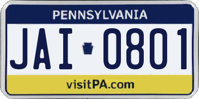 PA license plate JAI0801