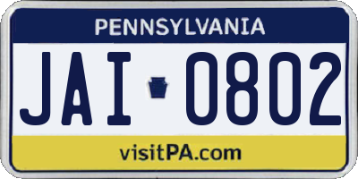 PA license plate JAI0802