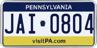 PA license plate JAI0804