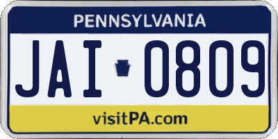 PA license plate JAI0809