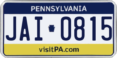 PA license plate JAI0815