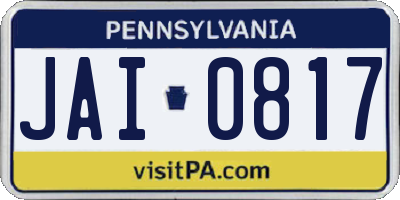 PA license plate JAI0817