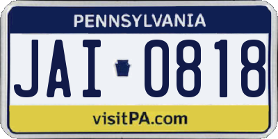PA license plate JAI0818