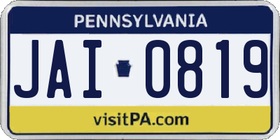PA license plate JAI0819