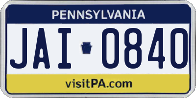PA license plate JAI0840