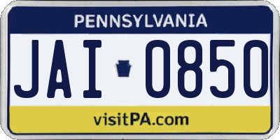 PA license plate JAI0850