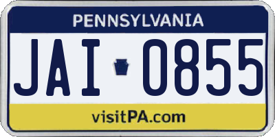 PA license plate JAI0855