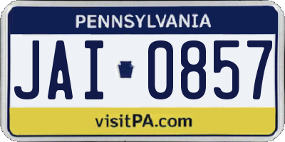 PA license plate JAI0857
