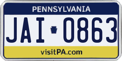 PA license plate JAI0863