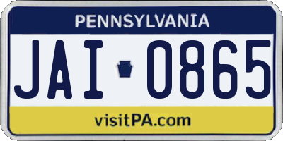 PA license plate JAI0865