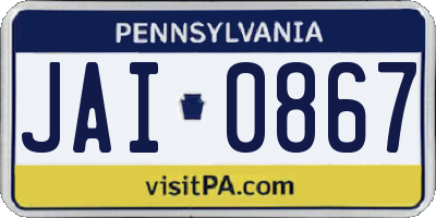 PA license plate JAI0867