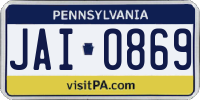 PA license plate JAI0869
