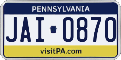 PA license plate JAI0870