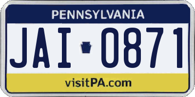 PA license plate JAI0871