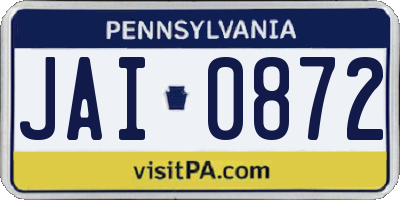 PA license plate JAI0872