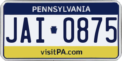 PA license plate JAI0875